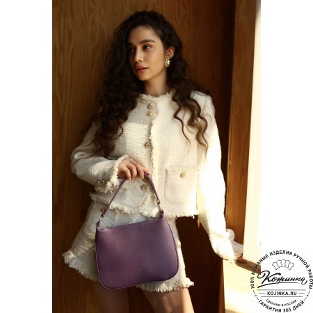  Кожаная женская сумка "Каролина" (темная сирень)